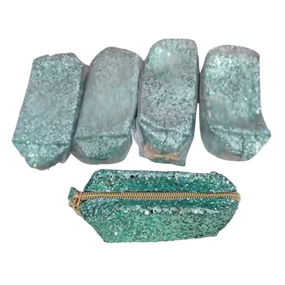 5 Green Sequin Cosmetic Bags (Empty) New in Bag - Picture 6 of 6